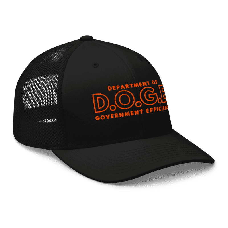 D.O.G.E Department of Government Efficiency Black Trucker Hat