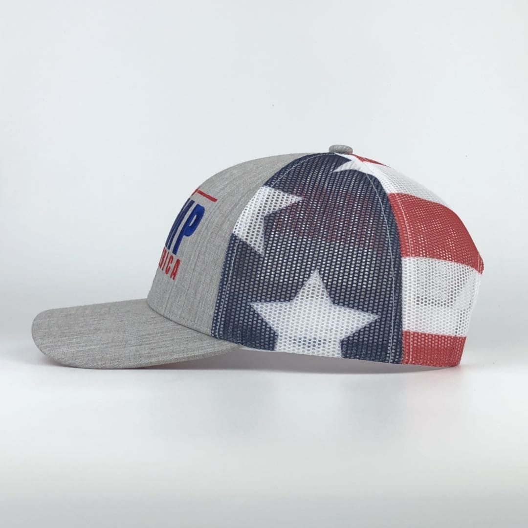 Trump 2024 Save America American Flag Mesh Trucker Hat - 2 Hats