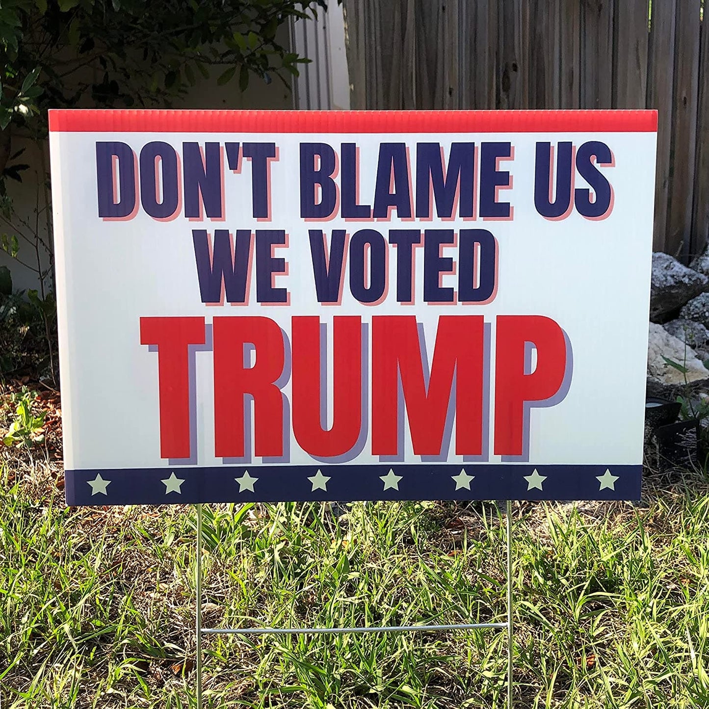 Dont Blame Us We Voted Trump Yard Sign | Anti Biden Pro Trump 18"x12" Double-Sided Lawn Sign with Metal Stake - LiberTee Shirts