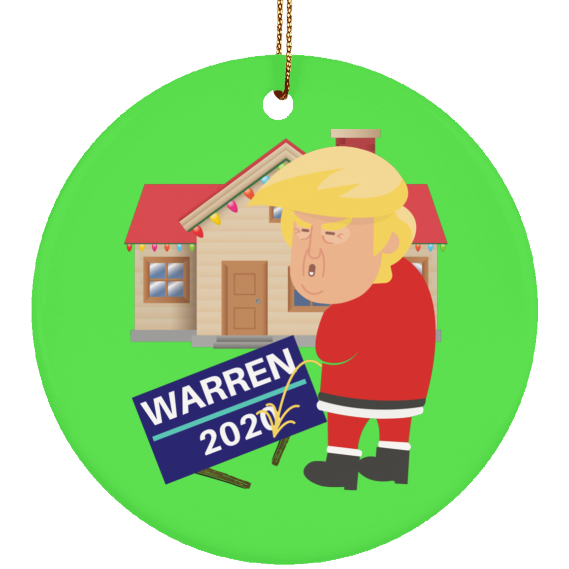 Trump pissin on warren Ornament