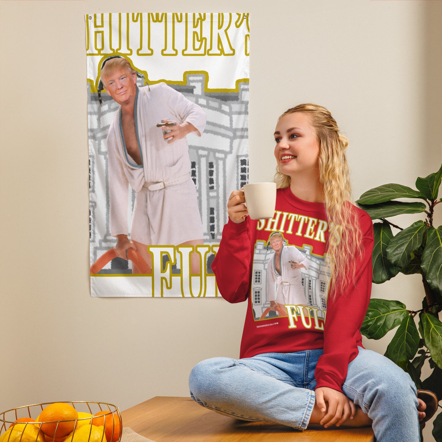 Trump "Shitter's Full" Ugly Christmas Sweater