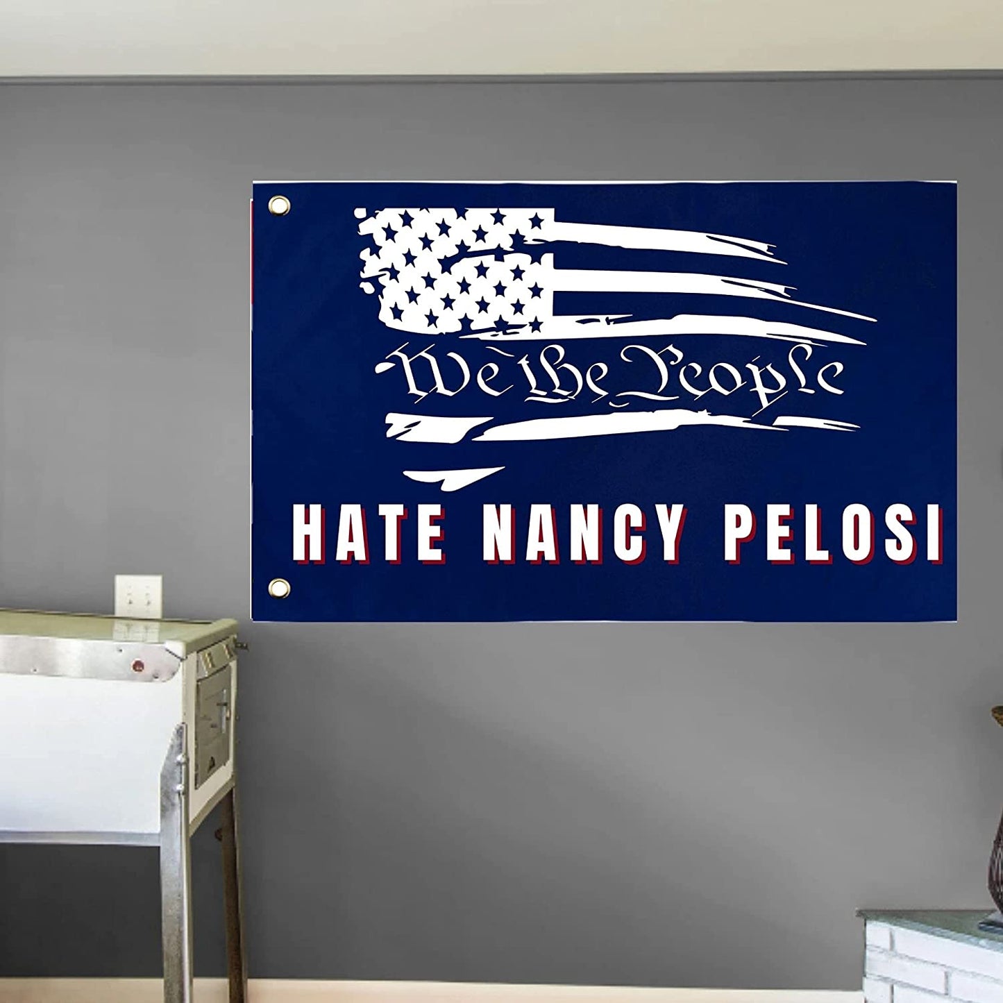 Anti Nancy Pelosi Wall Flag | Funny Crazy Nancy 3x5 ft Single-Sided Banner with Grommets | Great Gift Idea for Trump Supporters and Republicans