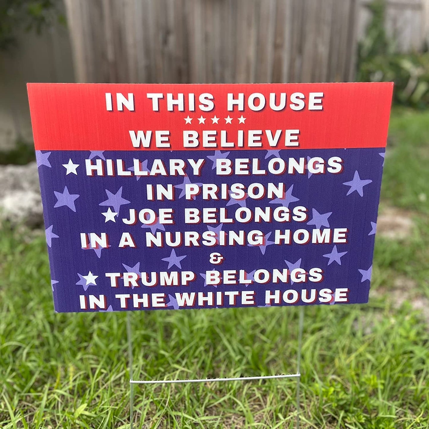 Hillary for Prison - Biden For Nursing Home - Pro Trump 18"x12" Double-Sided Yard Sign - 2 PIECES