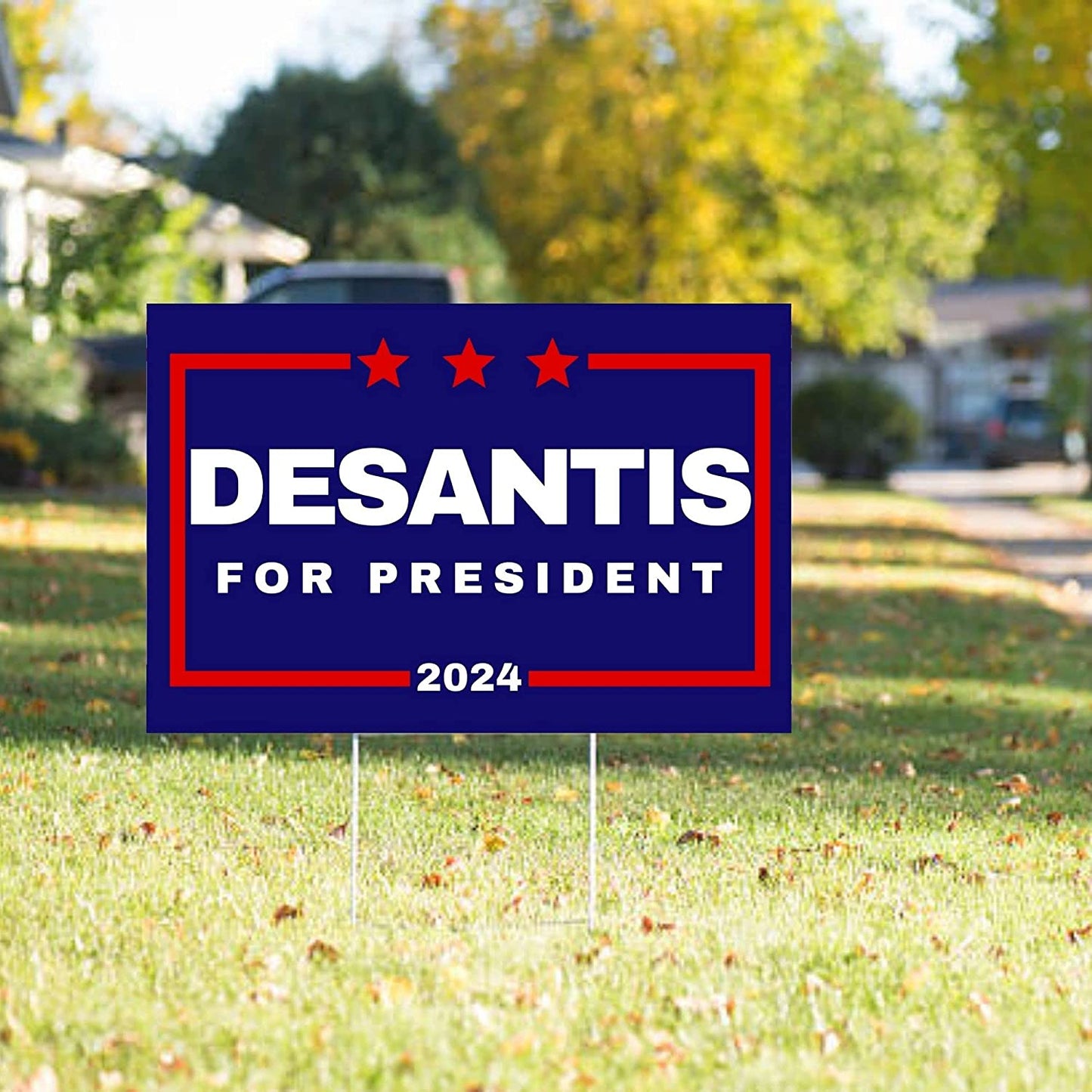 Desantis '24 Yard Sign | Ron Desantis for President 2024 Corrugated Lawn Sign with Metal Stake - 2 Pieces