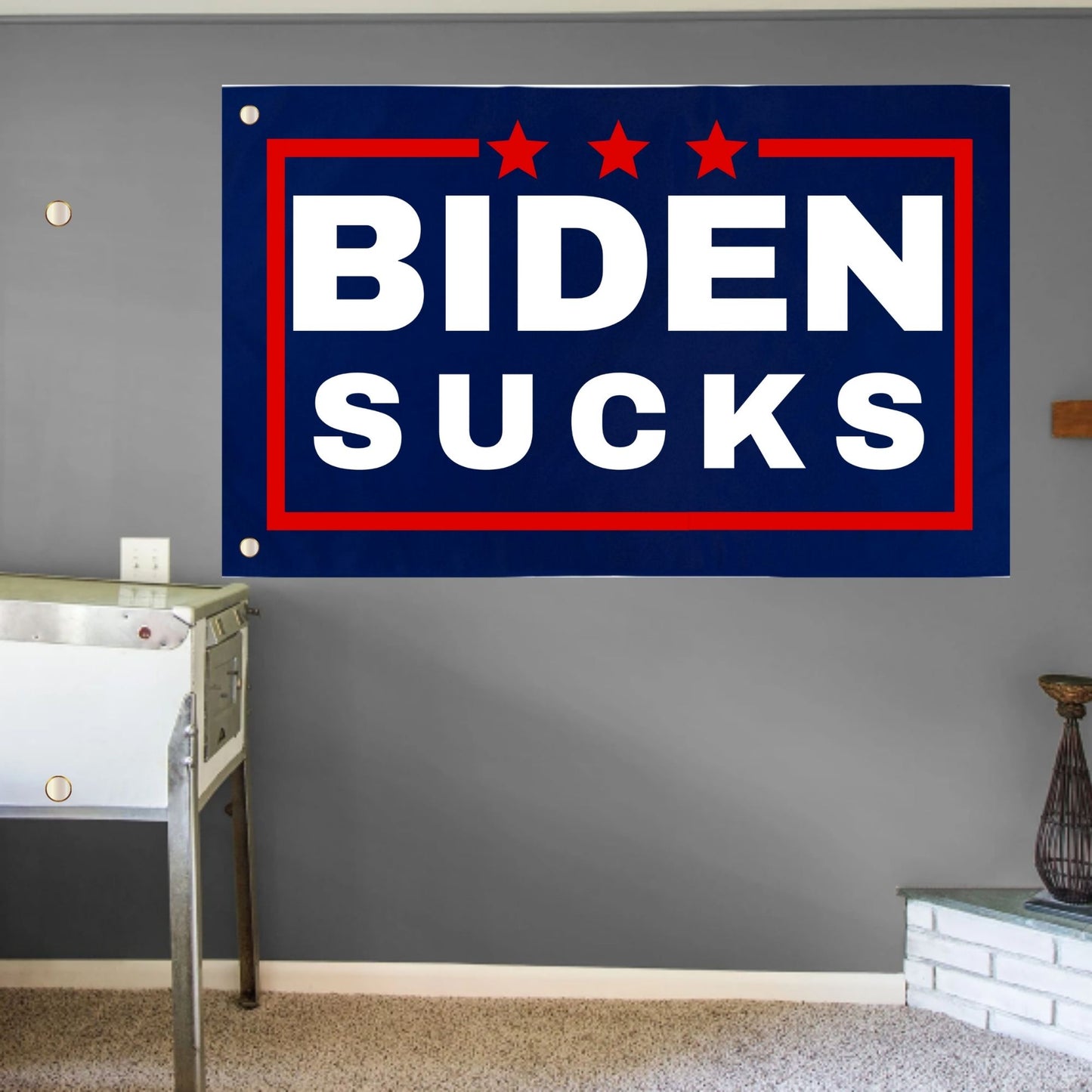 Joe Biden Sucks Wall Flag | Funny Anti Biden 3x5 ft Single-Sided Banner with Grommets | Great Gift Idea for Trump Supporter Republicans