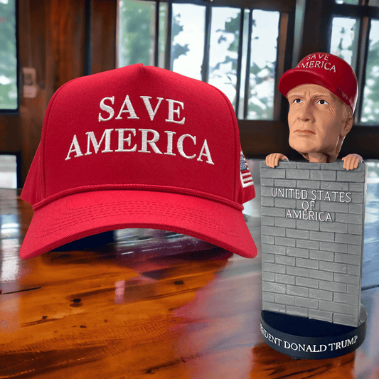 Donald Trump Bobblehead/ Save America 2024 Hat Bundle