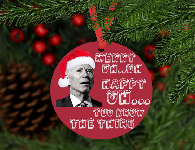 Funny Joe Biden Mumbling Christmas Ornament | Anti-Biden Hanging Ornament with Funny Quote