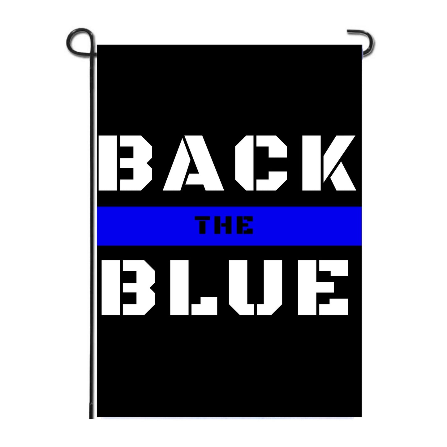 LiberTee Back The Blue Line Garden Flag Double Sided Banner Black White & Blue Yard Stripe | Support Law Enforcement Decorative Durable Outdoor American Police Flag - 12x18