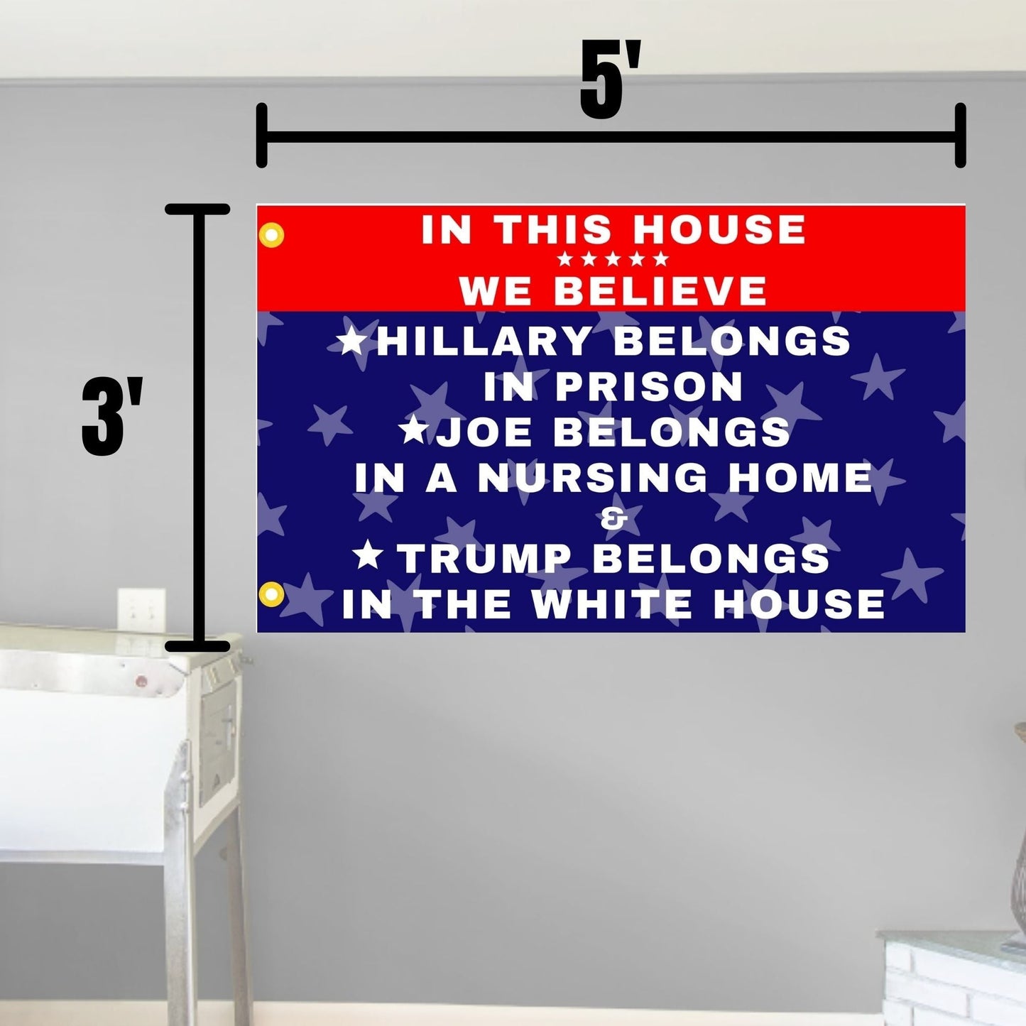 Hillary Prison - Biden Nursing Home - Pro Trump 3x5 ft Flag - 2 PIECES