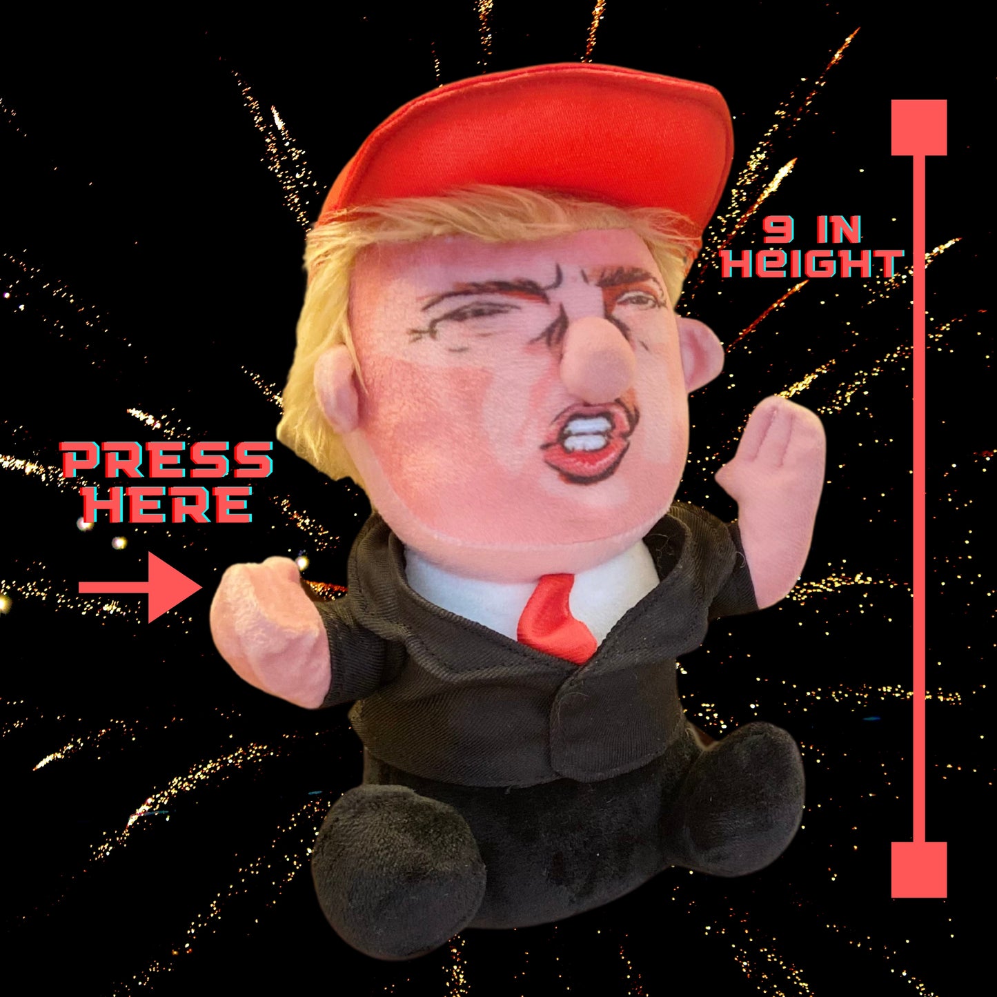 Donald Trump Talking Doll | Funny Trump Talking Figure Plush Toy with Make America Great Again Hat and 5 Quotes